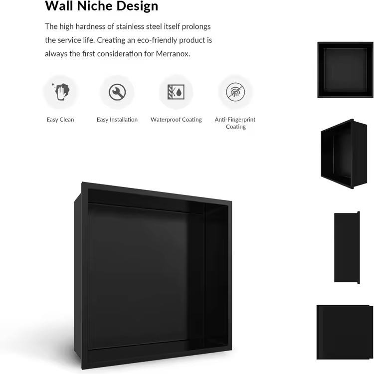 Square wall niche stainless steel bathroom cavity design