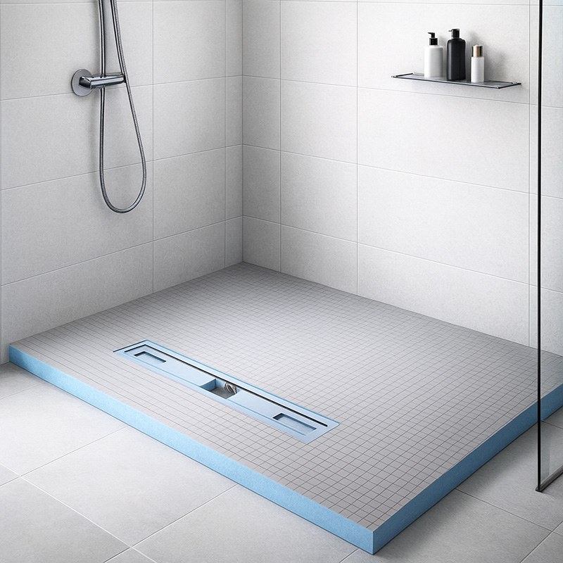 Walk-in Shower Floor Tray Installed