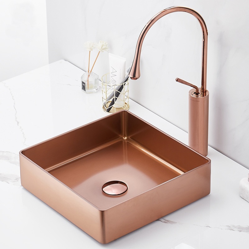 Square Stainless Steel Basin Countertop Use